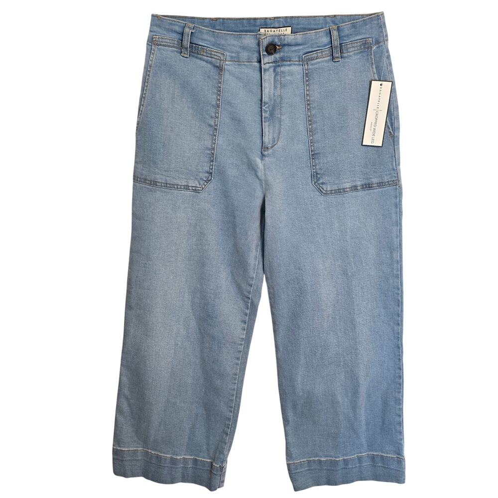 Bagatelle Jeans Womens Size 30 Blue Cropped Wide Leg Light Wash High Rise NWT